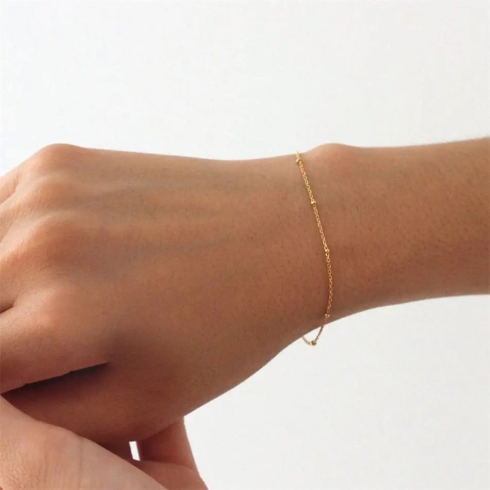⚜️𝟯𝟬%𝗢𝗙𝗙 𝗯𝘂𝗻𝗱𝗹𝗲𝘀 𝟯+⚜️ NEW Thin Beaded Chain Stainless Steel Bracelet - Picture 9 of 15